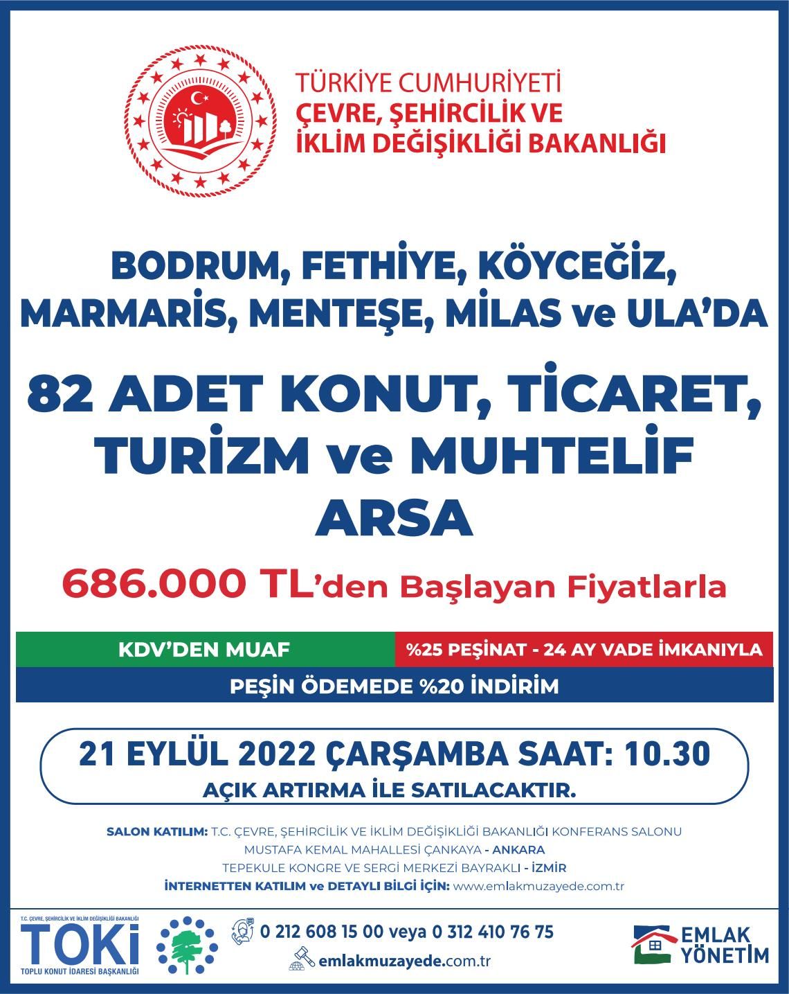 Muğla'da 82 adet arsa satışa sunuldu